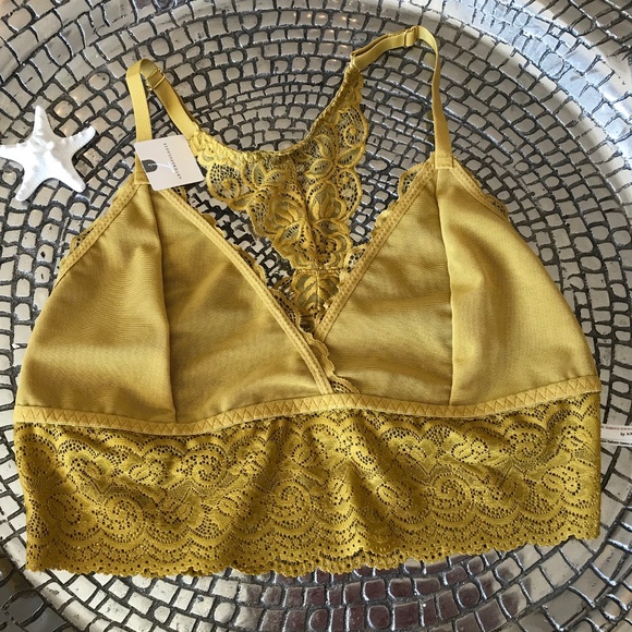 NWT ANTHROPOLOGIE GOLD LACE LOUNGE BRALETTE - Picture 4 of 8